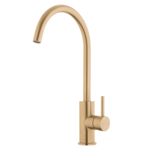Storm Gooseneck Sink Mixer - Cold Start - Brushed Brass (PVD)