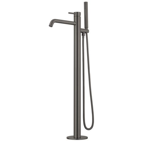 Storm Floor Mounted Bath Mixer with Hand Shower - Brushed Gunmetal (PVD)