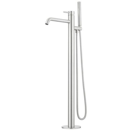 Storm Floor Mounted Bath Mixer with Hand Shower - Brushed Stainless (304)