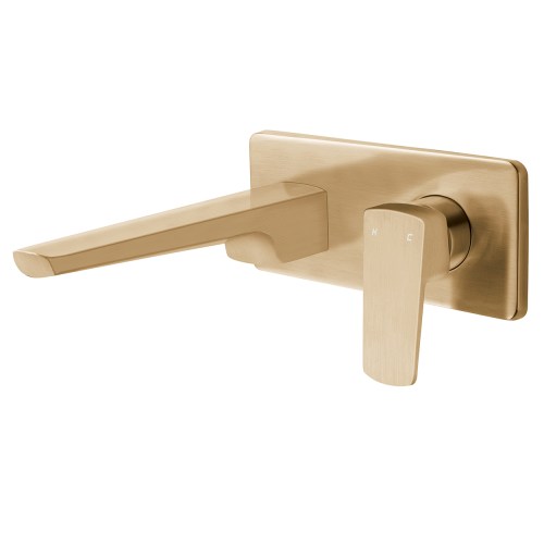 Tide Wall Mounted Basin Mixer - Brushed Brass (PVD)